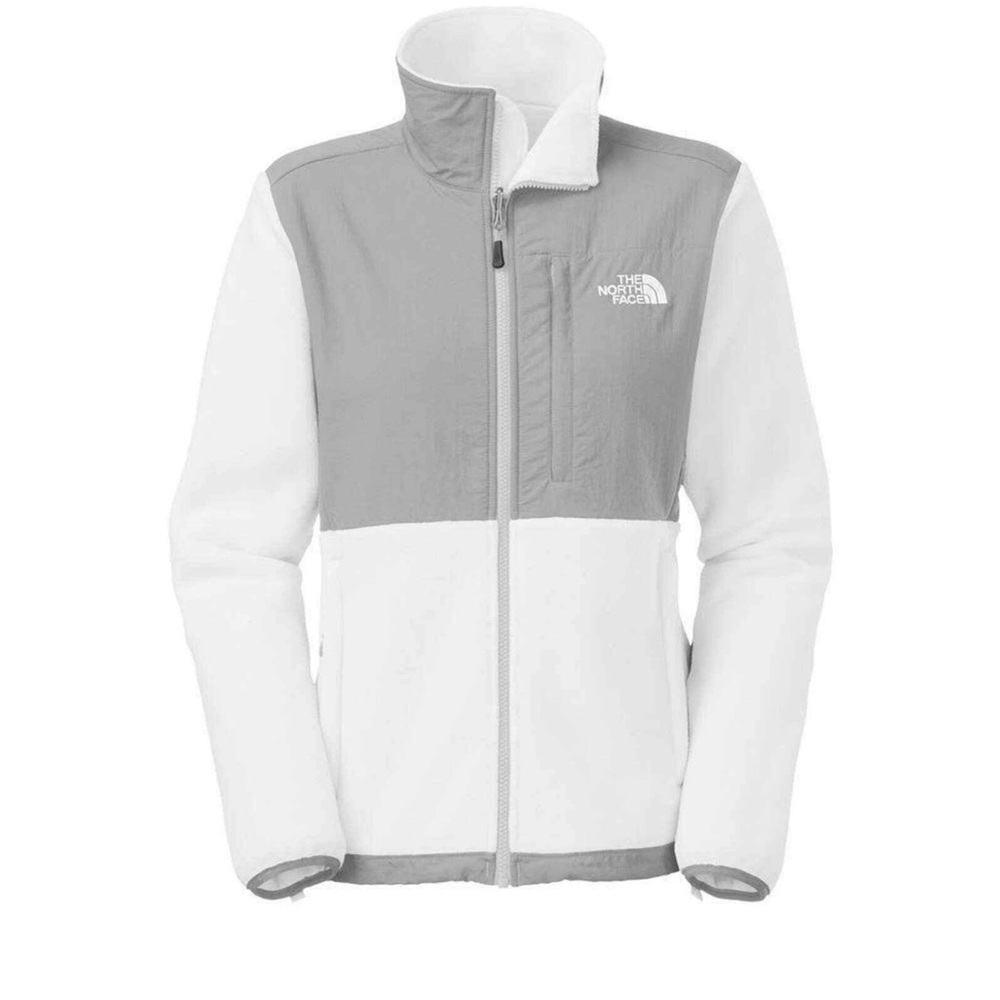 The North Face women’s  Gray and white fleece jacket